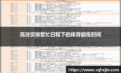 高效安排繁忙日程下的体育锻炼时间